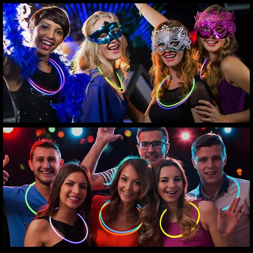 Vista 4 de Deekin Collares luminosos de 22 pulgadas con barras luminosas a granel con conectores, collar de neón que brilla en la oscuridad para Halloween