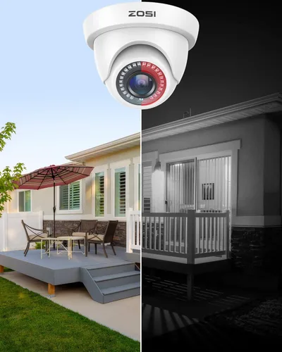 Vista 7 de ZOSI Paquete de 2 cámaras de seguridad HD 1080P de 2.0 MP, visión nocturna de 80 pies, cámaras domo CCTV para interiores y exteriores, para sistema