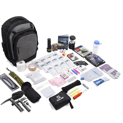 Vista 9 de Solo Series Complete - Kit de supervivencia de 72 horas para 1 persona con alimentos, agua, guía de emergencia, mochila negra y equipo esencial