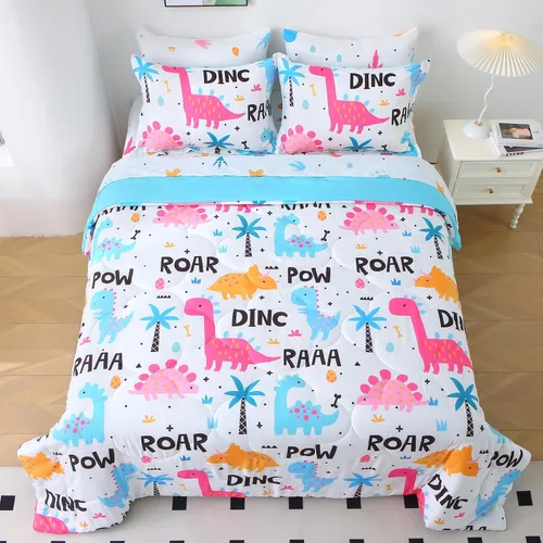 Vista 9 de Wajade Juego de edredón de 7 piezas con lazo azul para niñas, juego de ropa de cama tamaño individual con sábana y 2 fundas de almohada, 2 fundas