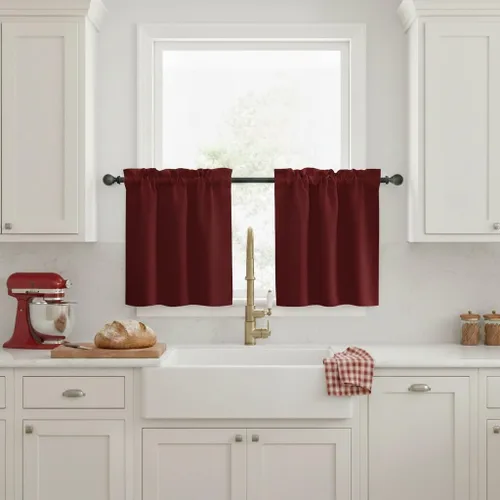 Vista 51 de NICETOWN Cortinas Opacas Cortas - Tratamiento de Ventana con Aislamiento Térmico, Niveles de Cortina Pequeños para Sala de Estar/Cocina, 2 Paneles