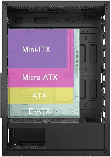 Vista 11 de Bgears b-Optillusion (ventiladores no incluidos) Funda ATX para juegos para PC, panel frontal ARGB con ilusión óptica especial, lado de vidrio