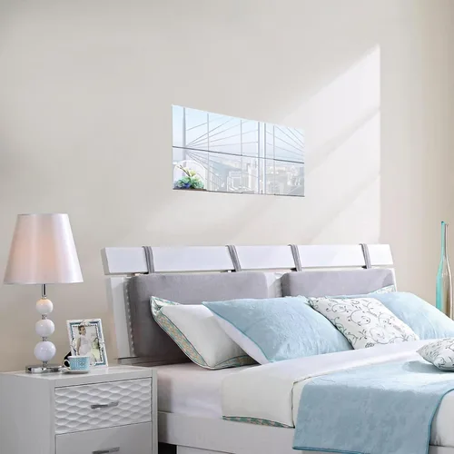 Vista 5 de HERCHR Hojas de espejo flexibles, 25 piezas de azulejos de espejo de plástico autoadhesivos, decoración de espejo cuadrado, calcomanías de pared