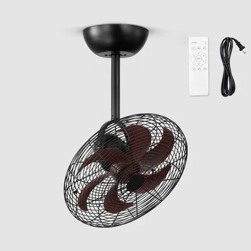 Vista 9 de LEDIARY Ventilador pequeño de montaje en pared de 10 pulgadas y control Nogal