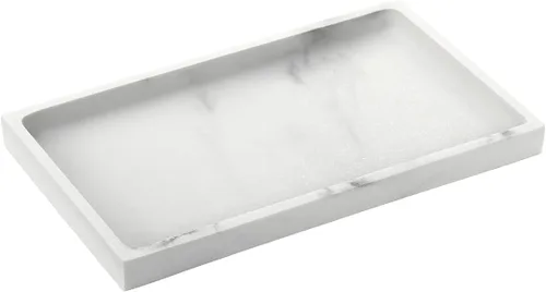 Vista 19 de Emibele Bandeja de tocador de baño, bandeja rectangular de resina de mármol Tinta azul