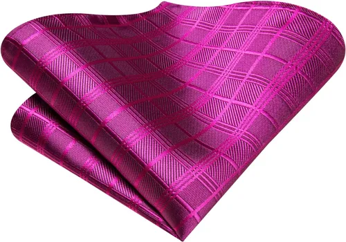Vista 344 de Hi-Tie Corbata clásica de cachemira para hombre con pañuelo y gemelos a cuadros