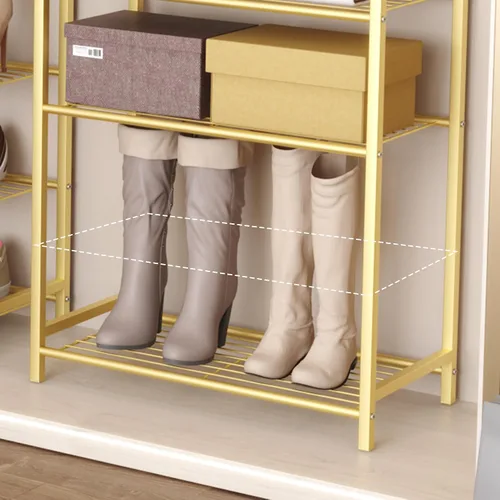 Vista 8 de HOMEFORT Zapatero de 5 niveles, estante de almacenamiento de zapatos, torre industrial para zapatos, organizador de zapatos estrecho para entrada