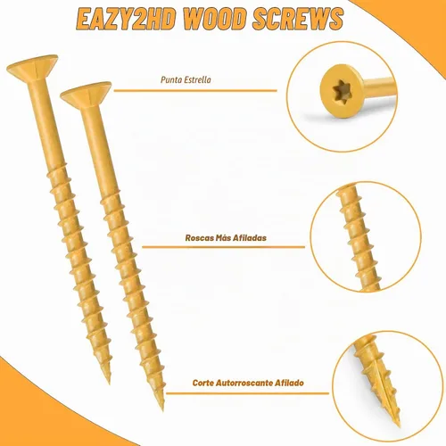 Vista 4 de Eazy2hD Tornillos de madera para exteriores # 10 x 2-1/2", tornillos para terraza T25 Star Torx Drive, 377 PCS tornillos autorroscantes de acero