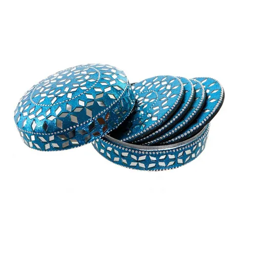 Vista 3 de Posavasos DKD Home Decor Aluminio Madera MDF (3 pcs)