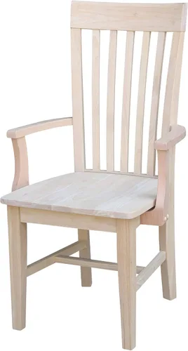 Vista 11 de IC International Concepts, Silla de misión alta con brazos 40 "H, sólido Parawood sillas de comedor, construcción de asiento de caja, muebles