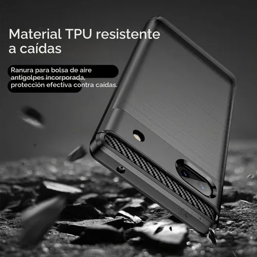 Vista 4 de Funda para teléfono Google Pixel 6A 5G, a prueba de golpes, protección anticaídas, funda flexible de fibra de carbono TPU (negro)