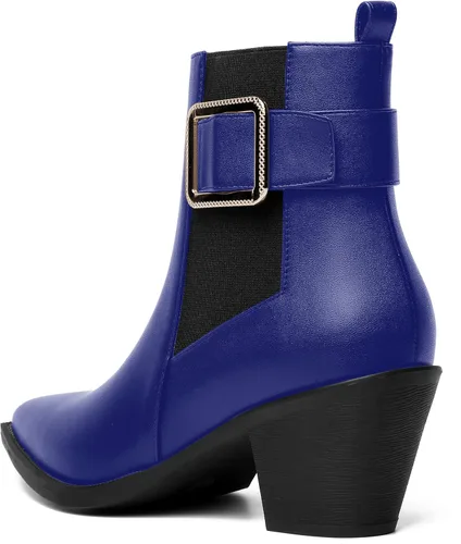 Vista 7 de Botas altas de tacón medio grueso con punta elástica mate para mujer, 2.5 pulgadas