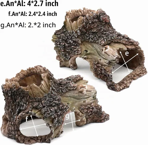 Vista 6 de relaqcc Decoración de Acuario Cueva de Tronco de Árbol Cueva de Reptil Escalada Escondite Refugio, Tronco Betta Casa de Madera de Resina