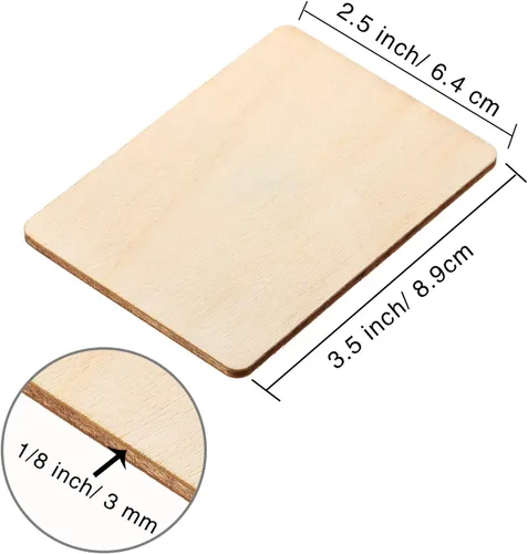 Vista 7 de Boao Cuadrados de madera en blanco, piezas de madera sin terminar, esquinas redondas cuadradas de madera para proyectos de manualidades, decoración