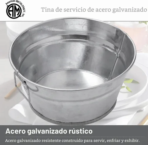 Vista 2 de American Metalcraft MTUB63 Tina galvanizada natural con mango lateral - 27 oz, 6 pulgadas