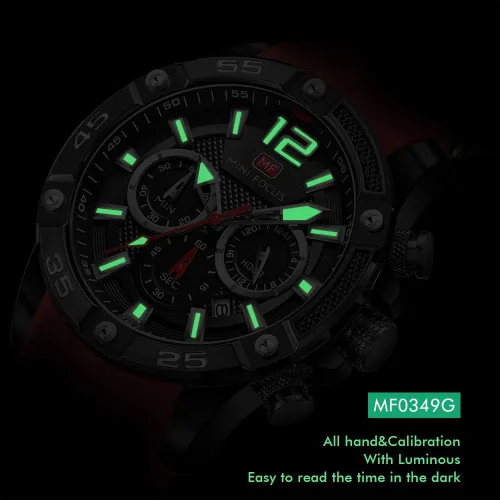 Vista 4 de Mini Focus Men Watch Casual Fashion Wrist Watches (ChronographWaterproofLuminousCalendar) Silicon Band Quartz Watches for Men