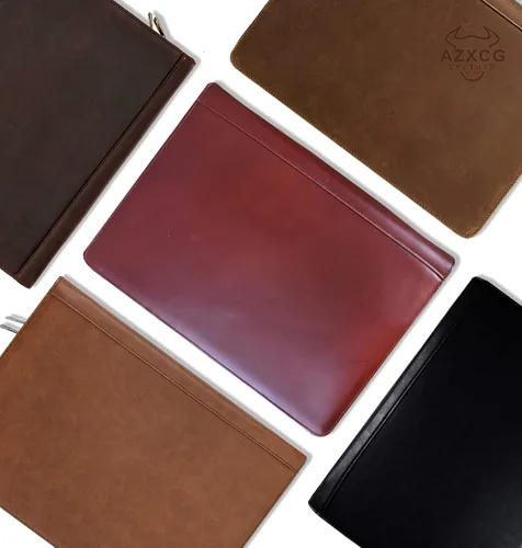 Vista 6 de Cartera de cuero personalizada con carpeta de 3 anillos, organizador de padfolio de negocios, carpeta de negocios con cremallera con portapapeles