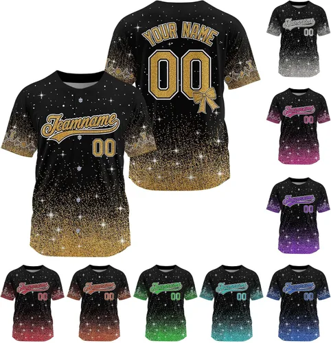 Vista 10 de Camiseta de béisbol de uniforme de animadora personalizada, camiseta de animadora para niñas, mujeres, jóvenes, niños, camiseta con purpurina