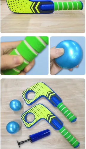 Vista 3 de COMANSI - El juego Aqua Water incluye 1 pelota inflable + 2 paletas de hockey infladoras con aguja. Fácil y seguro de usar en exteriores e interiores