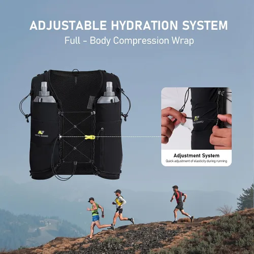 Vista 2 de N NEVO RHINO Running Hydration Vest with 1.5L Water Bladder & Dual 500ml Soft Flask for Men Women,Adjustable Lightweight 5L Water Backpack for