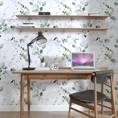 Vista 3 de Laatse Papel tapiz de hoja verde para despegar y pegar, 17.5 x 393 pulgadas