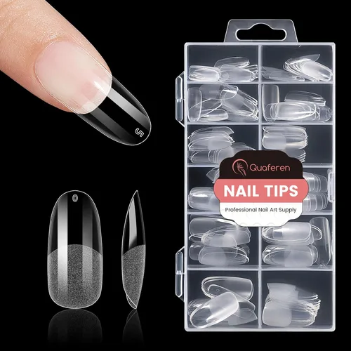 Vista 9 de Quaferen Puntas de Uñas de Almendra Medianas: 240pcs Puntas de Uñas Postizas Acrílicas Preformadas Forma de Almendra - 12 Tamaños Gel Suave