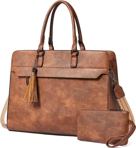 Vista 13 de Bolsa para laptop de 17 pulgadas para mujer, bolsa de trabajo resistente al agua, maletín con bolso Water-Resistant Vegan Leather Computer