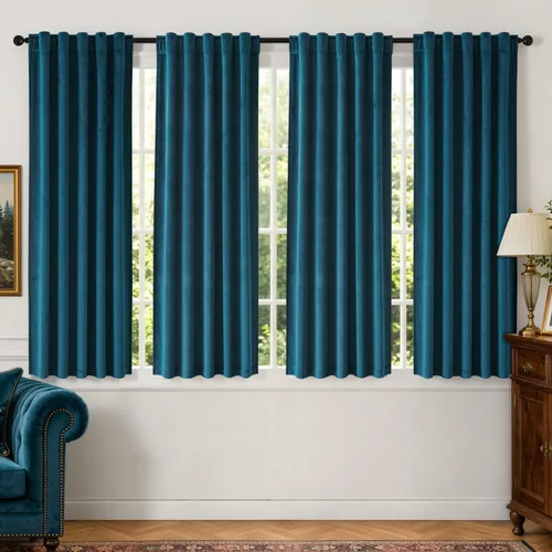 Vista 27 de MIULEE Navy Blue Velvet Curtains 4 Panels Set Back Tab 40 x 96 Inch Long Azul marino