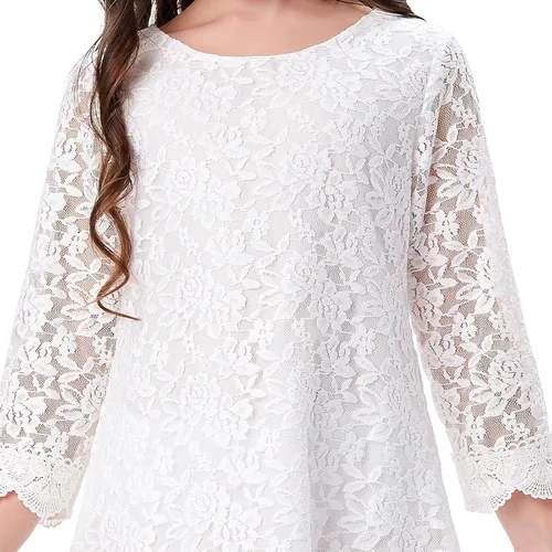 Vista 4 de Grace Karin Vestidos de encaje de flores para niñas, con mangas