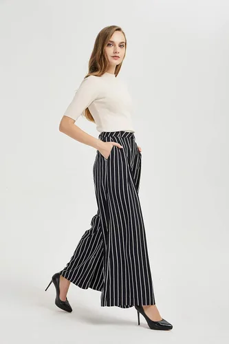 Vista 3 de Tronjori - Pantalones largos para mujer, cintura alta, estilo casual, pierna ancha