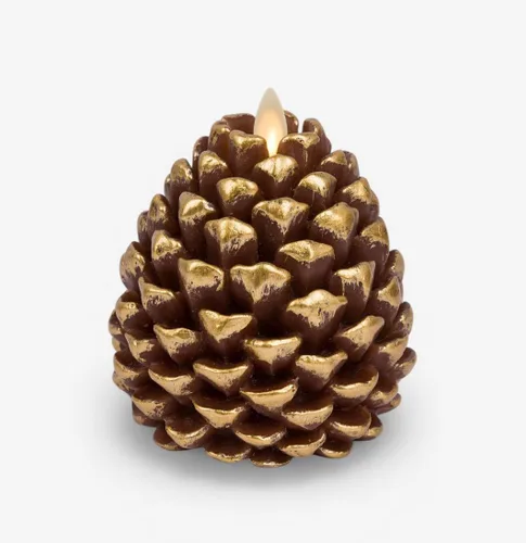 Vista 9 de Luminara Pinecone - Velas sin llama, con acabado marrón tiza, figuras de piña, velas LED de cera real sin perfume, funcionan