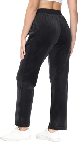 Vista 4 de TACVASEN Pantalones deportivos casuales para mujer, pantalones deportivos de terciopelo de vellón para correr, entrenamiento, descanso, pantalones