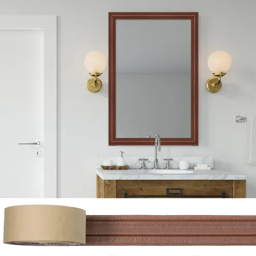 Vista 7 de Moldura de espuma autoadhesiva de 90 x 3.1 pulgadas, borde de papel tapiz de corona flexible, líneas de bordes de pared 3D, base de pared de espuma