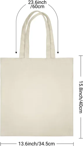 Vista 4 de E&EY Bolsa de lona reutilizable en blanco para compras DIY promoción de manualidades (paquete de 1), 1 Paquete