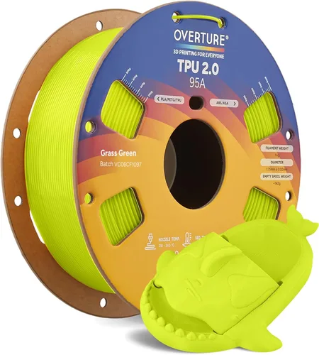 Vista 21 de OVERTURE - Filamento de TPU de 1/16 pulgadas, rollo flexible de poliuretano termoplástico, impresora 3D suave, 95A, carrete de 2.2 libras, precisión
