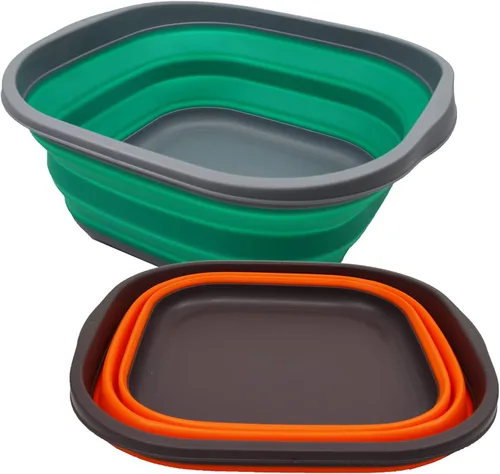 Vista 8 de SAMMART Juego de 2 tinas plegables de 10 litros (2.6 galones) - Tina plegable para platos - Lavabo portátil - Tina de plástico que ahorra espacio