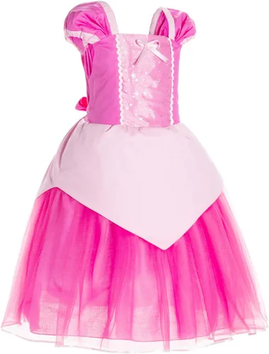 Vista 3 de Princess Costume Birthday Party Dress For Toddler Girls With Gloves,Crown,Wand,Necklace