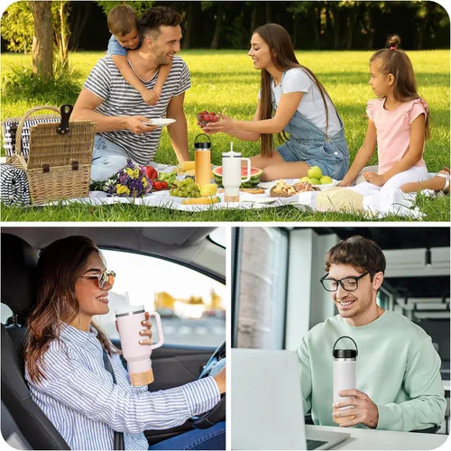 Vista 5 de Vmini Funda protectora de silicona con purpurina tipo bota, compatible con vaso térmico Stanley de 20 a 40 onzas y botella de agua Hydro Flask de 12