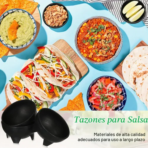 Vista 5 de Maxcheck 12 piezas de cuencos de salsa para fiesta de 4.5" de diámetro, cuencos de salsa mexicanos de plástico para guacamole, lindos chips y plato