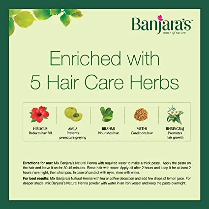 Vista 3 de puu Polvo de henna natural Banjara con hierbas para el cuidado del cabello (200 gms)