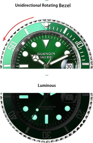 Vista 8 de Reloj de pulsera mecánico automático japonés analógico luminoso para hombre con correa de acero inoxidable