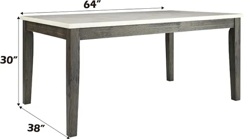 Vista 3 de ACME Mesa de comedor Merel - Mármol blanco y roble gris
