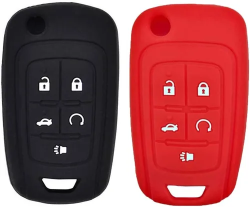 Vista 10 de LemSa 2 piezas de silicona 5 botones Flip Key Fob Cover Remote Keyless Entry Bag para Chevrolet Camaro Cruze Equinox Malibu SS Sonic Spark Volt Aveo