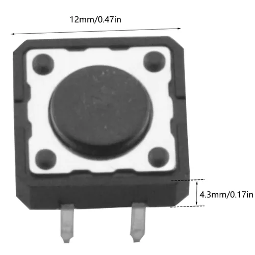 Vista 2 de 20 unids 0.472x0.472x0.169 in montaje en superficie botón micro interruptor enchufe en 4 pines para electrónica de consumo electrodomésticos control