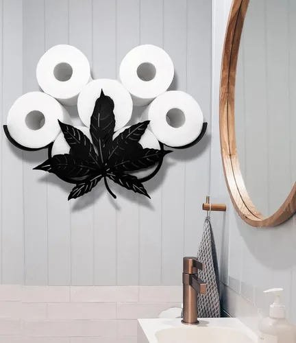 Vista 9 de Bear - Almacenamiento de papel higiénico de pared de metal, divertido soporte de papel higiénico negro, soporte de papel de metal decorativo