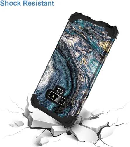 Vista 5 de Funda para Galaxy Note 9, funda de teléfono resistente de mármol para hombres y niños, 3 en 1, policarbonato duro y silicona suave de doble capa