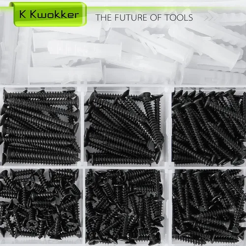 Vista 5 de Tornillos autorroscantes M3 Kit surtido de tornillos para madera de 0.236 in a 1.969 in, puntas Phillips de cabeza plana, tornillos y anclajes