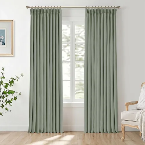 Vista 17 de CAPALOCA Cortinas extra de 60 pulgadas de ancho 100% opacas de 96 pulgadas Desnudo Natural
