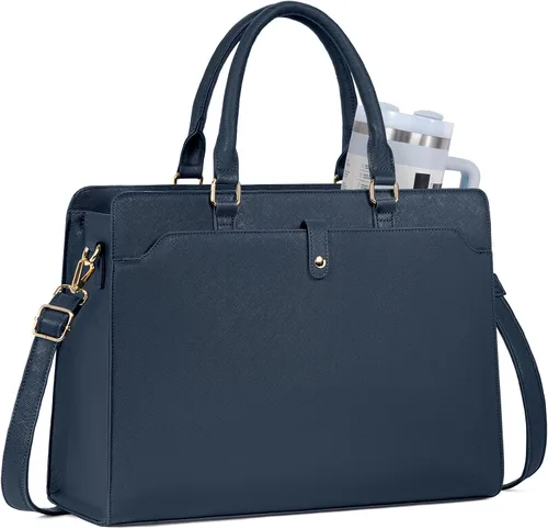 Vista 14 de Laptop Tote Bag for Women, Large Leather Computer Bag for Business Work Beige - Almuerzo