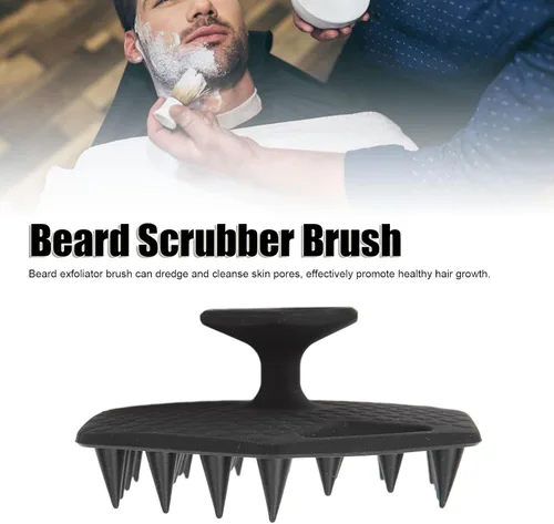 Vista 2 de Diydeg Exfoliante de silicona para barba para hombres, exfoliante y cepillo para el cabello, limpia profundamente, desobstruye los poros, promueve